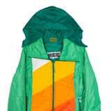 HENRI-CHARLES COLSENET Womens Puffer Jacket Green 90s Hooded S