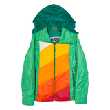 HENRI-CHARLES COLSENET Womens Puffer Jacket Green 90s Hooded S