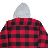 WORKER Mens Lumberjack Jacket Red Hooded Check L