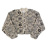 KARL KANI Cropped Womens Fleece Jacket Cream Crazy Pattern XS