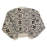 KARL KANI Cropped Womens Fleece Jacket Cream Crazy Pattern XS