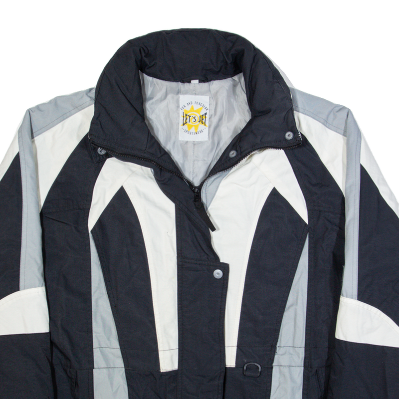 LET'S JET Womens Jacket Black 90s Colourblock L