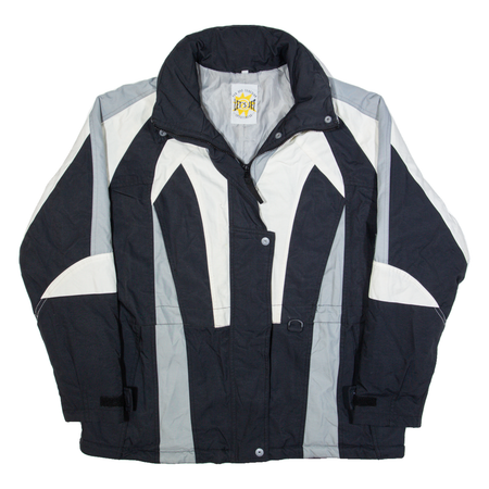 Vintage LET'S JET Womens Jacket Black 90s Colourblock L