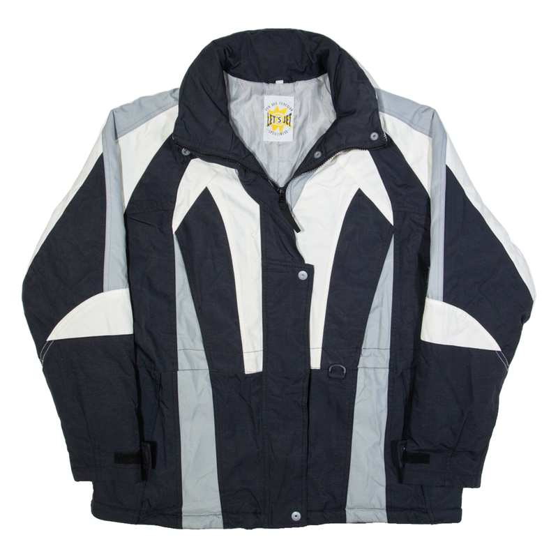 LET'S JET Womens Jacket Black 90s Colourblock L