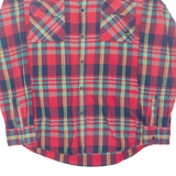 LINE SKINS Mens Flannel Shirt Red Check Long Sleeve M
