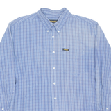 WRANGLER Mens Formal Shirt Blue Check Long Sleeve L