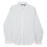 DKNY DKNY Jeans Mens Flannel Shirt White Striped Long Sleeve L