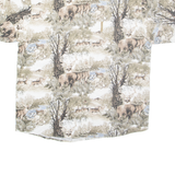 NORTH RIVER Deer Mens Shirt Brown Crazy Pattern L