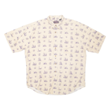 ROUNDTREE AND YORKE Boat Mens Shirt Cream Crazy Pattern XL