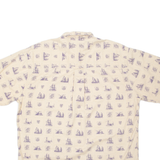 ROUNDTREE AND YORKE Boat Mens Shirt Cream Crazy Pattern XL
