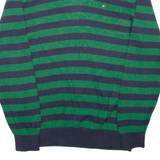 TOMMY HILFIGER Mens Patterned Jumper Green Striped Tight Knit M