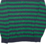 TOMMY HILFIGER Mens Patterned Jumper Green Striped Tight Knit M