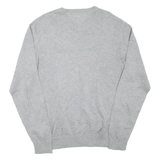 TOMMY HILFIGER Mens Jumper Grey V-Neck Tight Knit XL