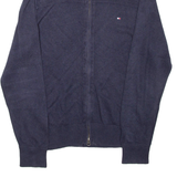 TOMMY HILFIGER Mens Jumper Blue High Neck Tight Knit L