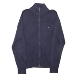 TOMMY HILFIGER Mens Jumper Blue High Neck Tight Knit L