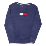 TOMMY HILFIGER Mens Jumper Blue Tight Knit L