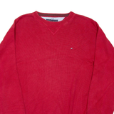 TOMMY HILFIGER Mens Jumper Red Tight Knit XL