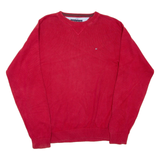 TOMMY HILFIGER Mens Jumper Red Tight Knit XL