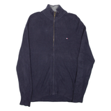 TOMMY HILFIGER Mens Jumper Blue High Neck Tight Knit S