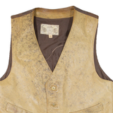 VERA PELLE Mens Biker Waistcoat Brown Faux Leather L