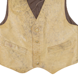 VERA PELLE Mens Biker Waistcoat Brown Faux Leather L