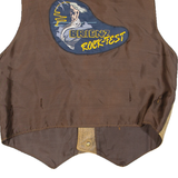 VERA PELLE Mens Biker Waistcoat Brown Faux Leather L