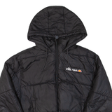 ELLESSE Cropped Womens Puffer Coat Black Hooded UK 8