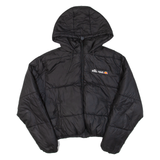 ELLESSE Cropped Womens Puffer Coat Black Hooded UK 8