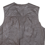 Mens Biker Waistcoat Brown Leather 90s XL