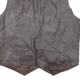 Mens Biker Waistcoat Brown Leather 90s XL