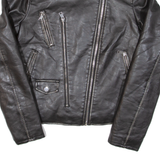 GUESS Womens Biker Jacket Black Leather S