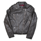 GUESS Womens Biker Jacket Black Leather S