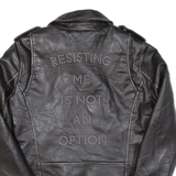 GUESS Womens Biker Jacket Black Leather S