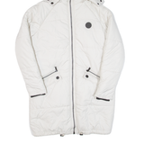 DIESEL Womens Puffer Coat White Hooded S