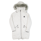 DIESEL Womens Puffer Coat White Hooded S