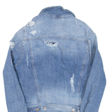 GUESS Distress Womens Denim Jacket Blue M