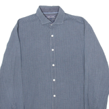 TOMMY HILFIGER New York Fit Mens Shirt Blue Check Long Sleeve M