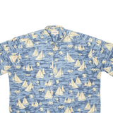CAMPIA Boat Mens Hawaiian Shirt Blue Crazy Pattern 2XL