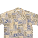 PIERRE CARDIN Mens Hawaiian Shirt Brown Crazy Pattern L