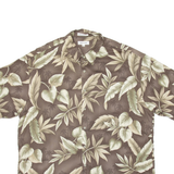 PIERRE CARDIN Leaves Mens Hawaiian Shirt Brown Crazy Pattern XL