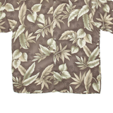 PIERRE CARDIN Leaves Mens Hawaiian Shirt Brown Crazy Pattern XL
