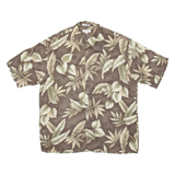 PIERRE CARDIN Leaves Mens Hawaiian Shirt Brown Crazy Pattern XL