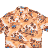 ISLANDER Palm Tree Mens Hawaiian Shirt Orange Crazy Pattern M