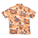 ISLANDER Palm Tree Mens Hawaiian Shirt Orange Crazy Pattern M