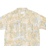 COCONUT CLUB Mens Hawaiian Shirt Brown Crazy Pattern L