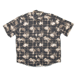 NATURAL ISSUE Mens Hawaiian Shirt Black Crazy Pattern L