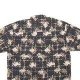 NATURAL ISSUE Mens Hawaiian Shirt Black Crazy Pattern L