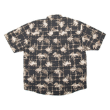 NATURAL ISSUE Mens Hawaiian Shirt Black Crazy Pattern L