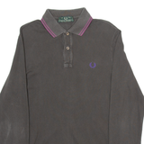FRED PERRY Mens Polo Shirt Grey Long Sleeve M