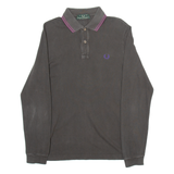 FRED PERRY Mens Polo Shirt Grey Long Sleeve M